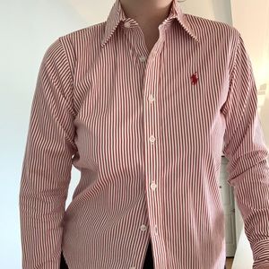 5 for $30/ Red Stripe Ralph Lauren Button Down